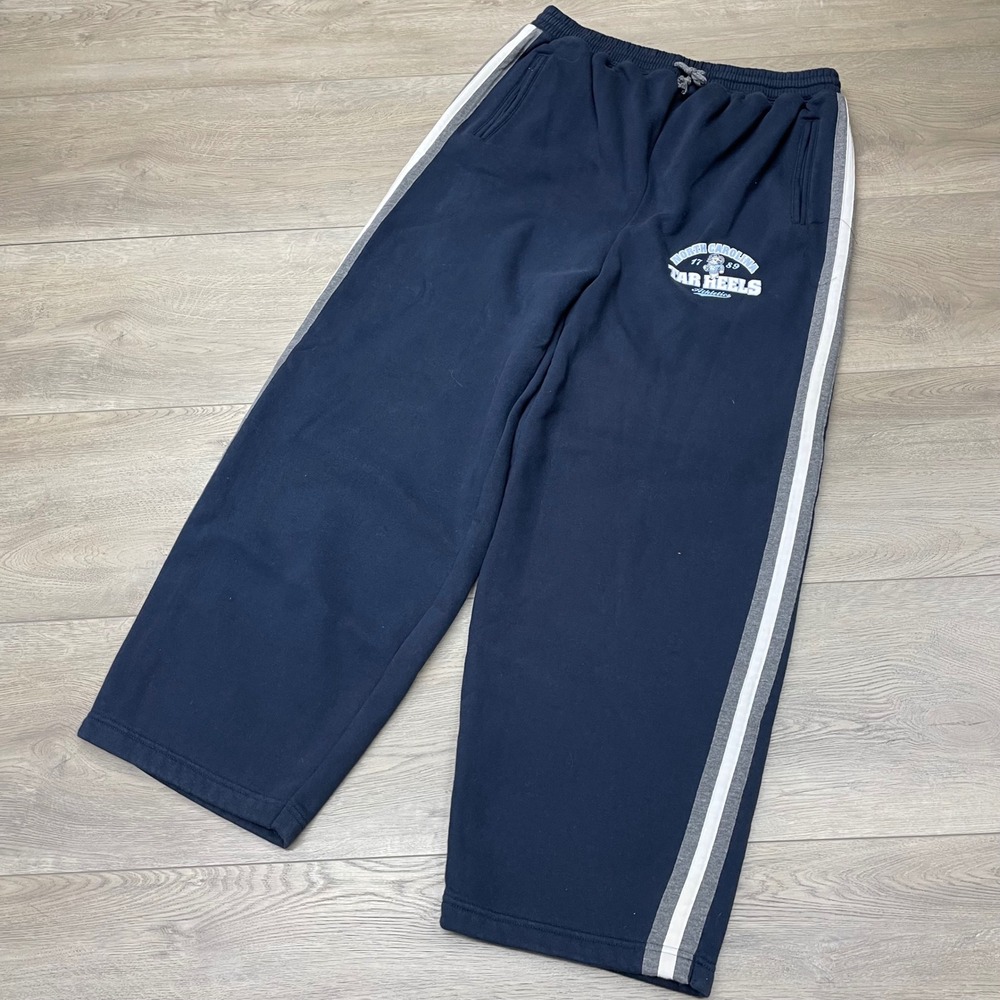 J. America Sweatpants Mens XXL Blue UNC Tar Heels Athletics Striped Fleece